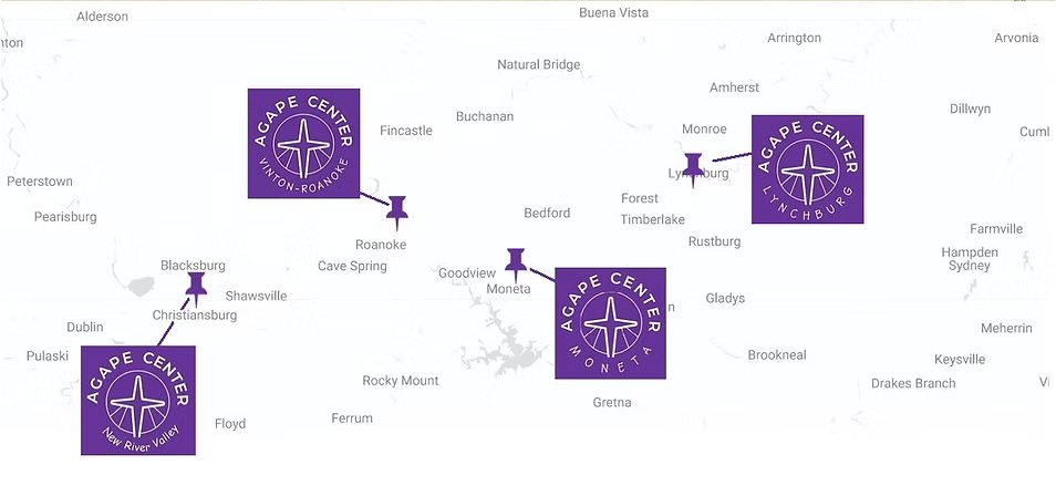Map of Agape Center locations
